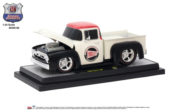 1956 Ford F100 - HOLLEY - Bright White, Red Roof and Black Fenders